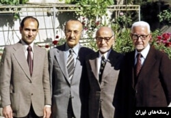 از چپ: محمد توسلی، احمد صدر حاج سید جوادی، مهدی بازرگان و یدالله سحابی