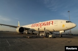 FILE —A cargo plane at the Bole International Airport in Addis Ababa, Ethiopia March 7, 2021.