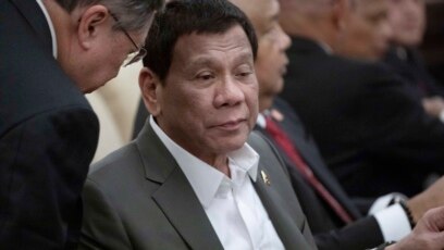 TT Philippines Rodrigo Duterte tại cuộc họp với Chủ tịch TQ Tập Cận Bình ở Nhà Khách Điếu ngư ở Bắc Kinh ngày 29/8/2019. (How Hwee Young/Pool Photo via AP)