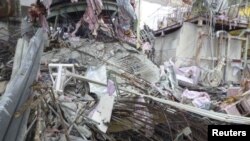 Interior of No. 4 reactor building at TEPCO's tsunami-crippled Fukushima Dai-ichi Nuclear Power Plant, Futaba District, Japan, Nov. 8, 2011.