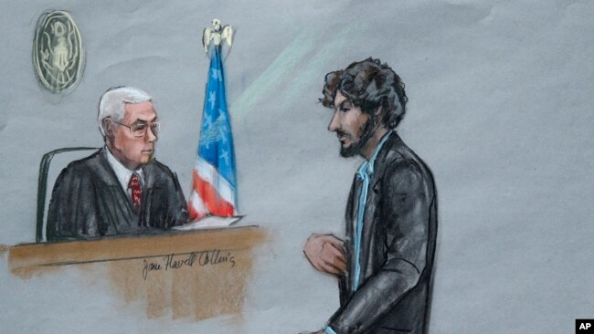 Dzhokhar Tsarnaev gjatë procesit gjyqësor në vitin 2015