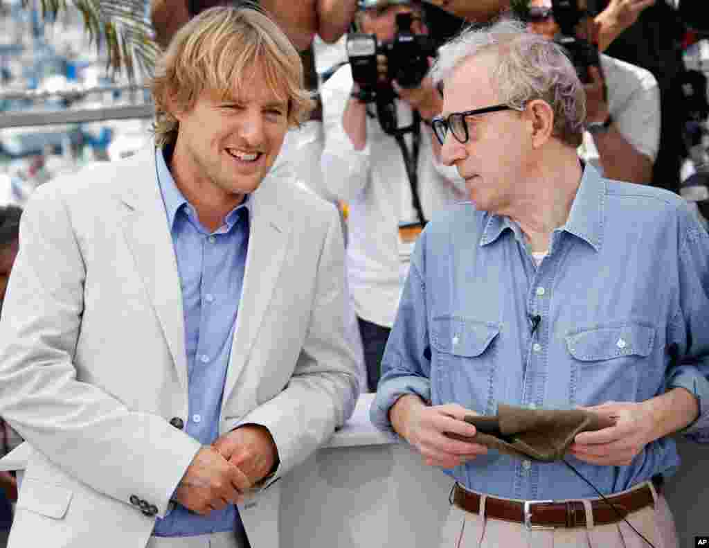 Owen Wilson and Woody Allen at the Cannes film Festival, May 11, 2011. (AP)