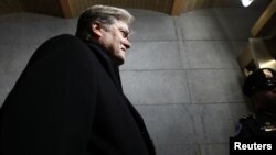 Senior Counselor to the President Steve Bannon arrives before the presidential inauguration on the West Front of the U.S. Capitol in Washington, Jan. 20, 2017.