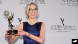 Maria Rorbye Ronn winner of the Directorate Award appears in the press room for the 44th International Emmy Awards at the New York Hilton, Nov. 21, 2016.