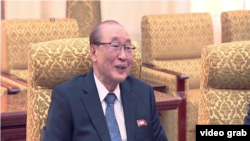 北韓最高人民會議常任委員會副委員長楊亨燮。（視頻截圖）