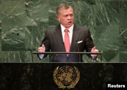 Jordan's King Abdullah II addresses the 73rd session of the United Nations General Assembly at U.N. headquarters in New York, Sept. 25, 2018.