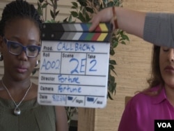 Nigerian actress, Olajumoke Bello Aruwajoye, shoots a short film in a final Hollywood in Focus project, in Los Angeles, August 2016.