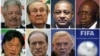 A combination of file pictures made on May 27, 2015 shows Fifa officials (LtoR, from upper row) Rafael Esquivel, Nicolas Leoz, Jeffrey Webb, Jack Warner, Eduardo Li, Eugenio Figueredo and Jose Maria Marin