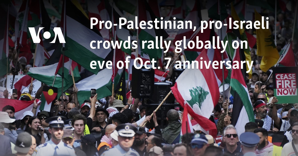 Pro-Palestinian, pro-Israeli crowds rally globally on eve of Oct. 7 anniversary 