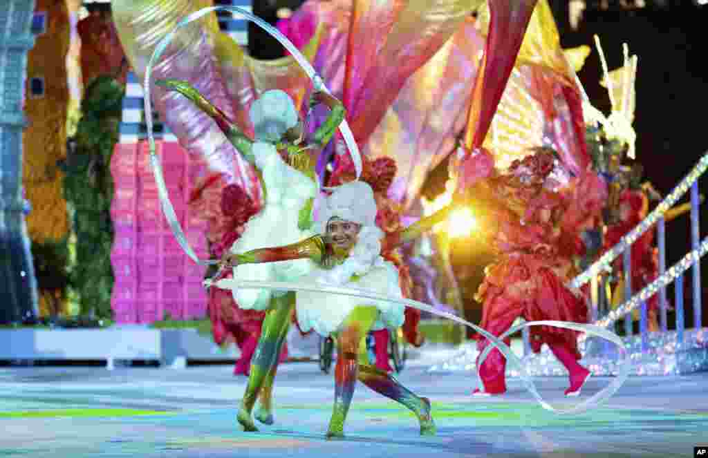 The performance of Harmonious Cacophony is seen during the closing ceremony of the Tokyo 2020 Paralympic Games in Tokyo, Japan.