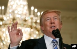 President Donald Trump speaks during a "Made in America," product showcase featuring items created in each of the U.S. 50 states, at the White House, July 17, 2017, in Washington.