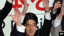 26일 일본 자민당 총재에 당선된 아베 신조 전 총리.