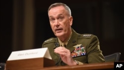 FILE - Joint Chiefs Chairman Gen. Joseph Dunford testifies on Capitol Hill in Washington, Oct. 27, 2015.
