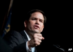 FILE - Republican presidential candidate Sen. Marco Rubio, R-Fla.