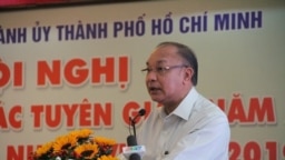 Ông Lê Đông Phong, Giám đốc Công an Tp. HCM phát biểu tại Hội nghị tuyên giáo hôm 10/1/2019. Photo Báo PLO.