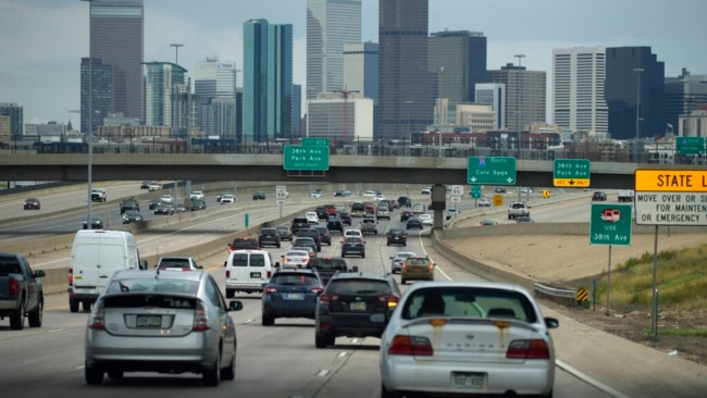 Traffic on Interstate 25 in Denver, Colorado, July 23, 2021.