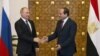 دیدار ولادیمیر پوتین رئیس جمهوری روسیه (چپ) با عبدالفتاح السیسی رئیس جمهوری مصر در قاهره - ۲۰ آذر ۱۳۹۶ 
