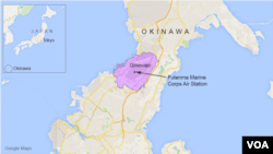 Bản đồ khu vực Okinawa, Nhật Bản.