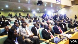 FILE - South Sudan government delegates during the recent talks in Addis Ababa (J. Tanza/VOA)