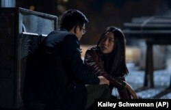 Jon Prasida plays Ryan Shen and Olivia Liang plays Nicky Shen in a new series from The CW called "Kung Fu," April 7, 2021. (Kailey Schwerman/The CW via AP)