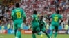 Les joueurs du Sénégal célèbrent leur premier but contre la Pologne à Moscou, le 19 juin 2018.