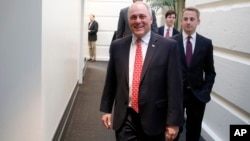 Majority Whip Steve Scalise, R-La., left, arrives for a Republican caucus meeting on Capitol Hill in Washington, March 23, 2017.