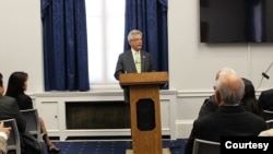 Congressional Cambodian Caucus co-chairs Congressman Alan Lowenthal (D) from California speaks at the Congressional Cambodian Caucus Commemoration of 1991 Paris Peace Accords at the Capitol Hill in Washington, D.C. on Oct 21, 2019.