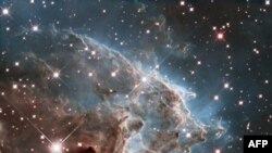 This handout image by the ESA and taken by the NASA/ESA Hubble Space Telescope shows the Monkey Head Nebula or NGC2174, to celebrates its 24th year in orbit. NGC 2174 lies about 6400 light-years away in the constellation of Orion (The Hunter).