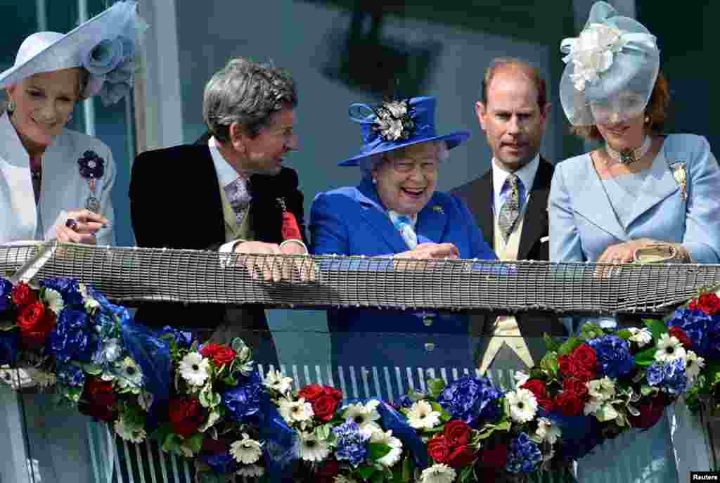 June 2: Britain&#39;s Queen Elizabeth after the Derby horse race in Epsom, England during her Diamond Jubilee celebrations. 