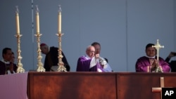 Pope Francis celebrates Mass in Ecatepec, Mexico, Feb. 14, 2016, with hundreds of thousands of people in attendance.