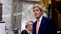 Ngoại trưởng Mỹ John Kerry tại Thượng đỉnh Hội đồng Hợp tác vùng Vịnh tại Riyadh, Ả Rập Xê-út, ngày 21/4/2016.