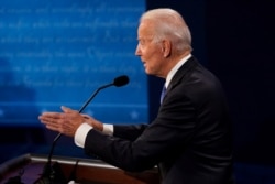 Democratic presidential candidate former Vice President Joe Biden answers a question during the second and final presidential debate at the Curb Event Center at Belmont University in Nashville, Tennessee, U.S., October 22, 2020.