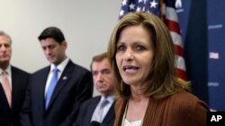 FILE - Rep. Lynn Jenkins, R-Kan., speaks during a news conference on Capitol Hill in Washington. 