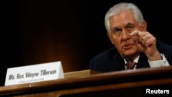 Rex Tillerson, the former chairman and chief executive officer of ExxonMobil, testifies before a Senate Foreign Relations Committee confirmation hearing on his nomination to be U.S. secretary of state in Washington, Jan. 11, 2017. 