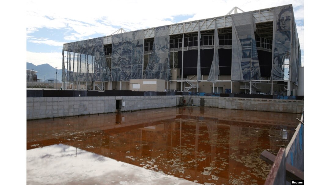 A view of the Olympic Aquatics Stadium, which was used for the Rio 2016 Olympic Games, is seen in Rio de Janeiro, Brazil, Feb. 5, 2017.