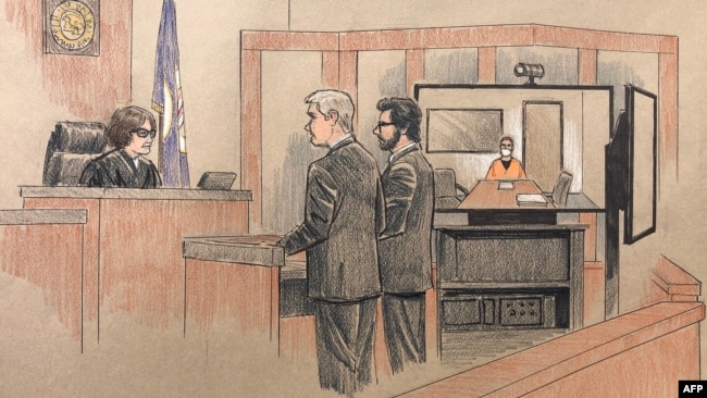 Ảnh phác hoạ phiên toà đầu tiên của cựu cảnh sát Derek Chauvin vào ngày 8/6/2020.