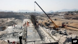 This photo, made available on April 2, 2013, shows the construction of the dam in Ethiopia's Asosa region. 