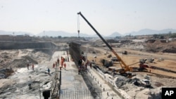 This picture taken April 2, 2013 shows the construction of the dam in Asosa Region of Ethiopia. 