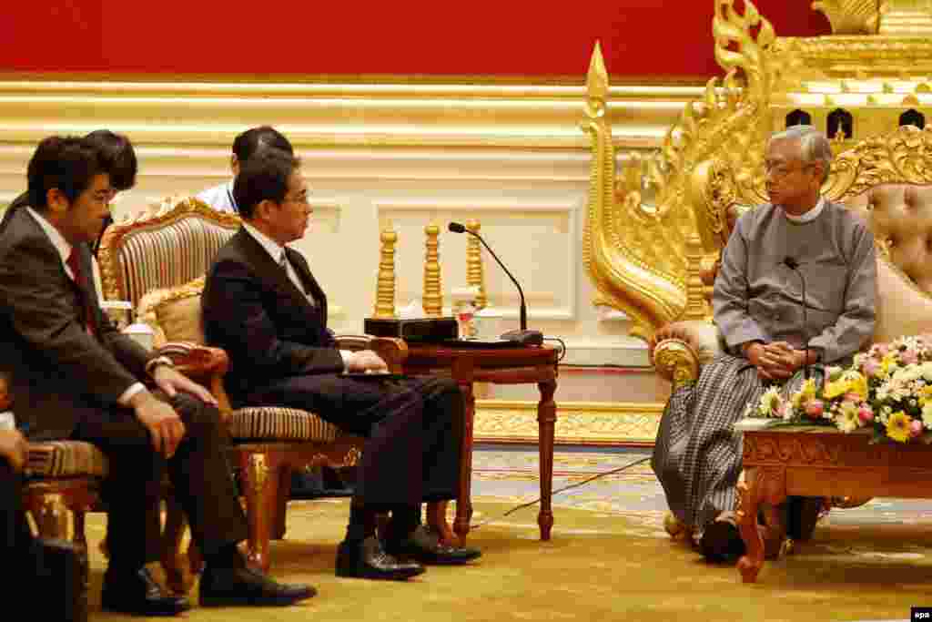 ဂျပန် နိုင်ငံခြားရေး ဝန်ကြီးနဲ့ သမ္မတ ဦးထင်ကျော် တွေ့ဆုံဆွေးနွေး