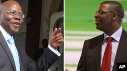 Movement for Democratic Change (MDC) formation leaders Tendai Biti and Welshman Ncube. (AP Photos/Collage by Ntungamili Nkomo)