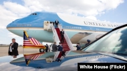 FILE - President Barack Obama disembarks Air Force One upon arrival at Joint Base Andrews, Md. (Official White House Photo by Pete Souza) 