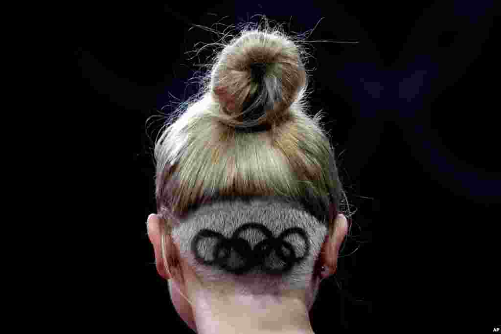 Maria Fazekas of Hungary attends a table tennis training session at the Tokyo Metropolitan Gymnasium at the 2020 Summer Olympics in Tokyo, Japan.