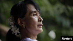 Burma's pro-democracy leader Aung San Suu Kyi in Rangoon, April 2, 2012.