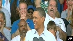 Rais Barack Obama akitoa hotuba huko katika jimbo la Wisconsin
