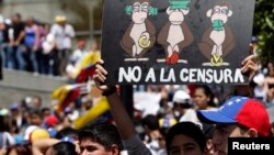 Manifestación en protesta por la censura en Caracas. La CIDH está preocupada por la actitud del gobierno frente a los medios y los periodistas.