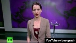 Russia Today host Abby Martin is seen in this screengrab from YouTube during her statement denouncing Russia's incursion into Ukraine.