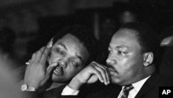 La dernière comparution publique de Martin Luther King à Memphis, le 4 avril 1968.