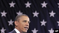 A February 1, 2012 file photo of President Barack Obama speaking in Falls Church, Virginia