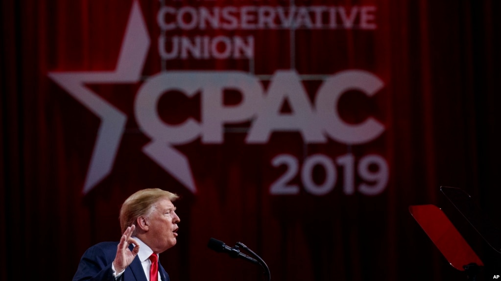 President Donald Trump speaks at the Conservative Political Action Conference, CPAC 2019, in Oxon Hill, Md., March 2, 2019.