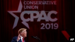 President Donald Trump speaks at the Conservative Political Action Conference, CPAC 2019, in Oxon Hill, Md., March 2, 2019.